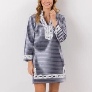Sail to Sable Navy and White Striped Dress